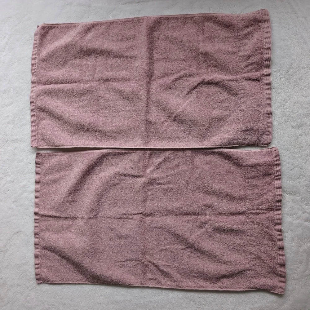 2 Vintage Pink Lace Hand Towels Mauve Trim Floral Embroidered Cottagecore Granny